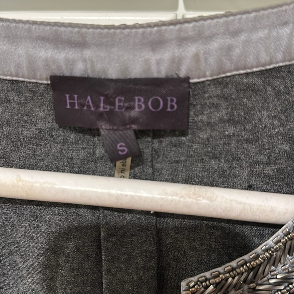 Hale Bob Tunic With Metallic & Clear Beading, V Neck with Ties, Small - Picture 2 of 5